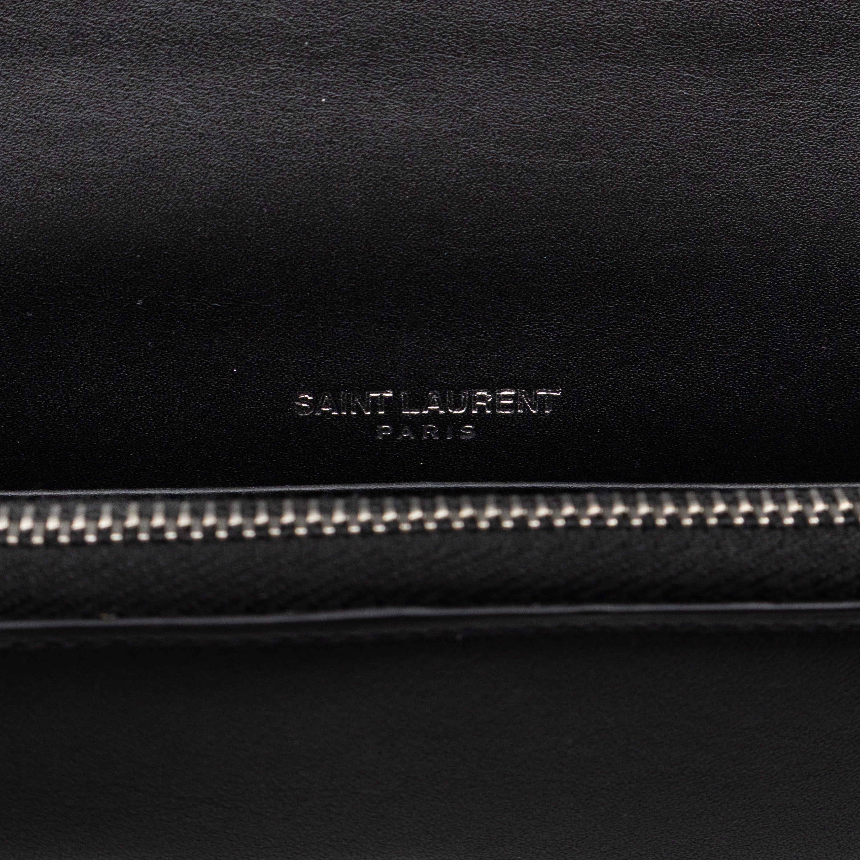 Kate Tassel Chain Wallet Black Smooth Leather Silver