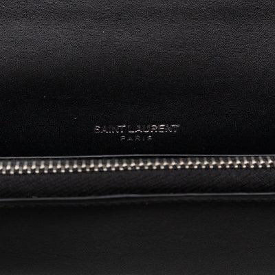 Kate Tassel Chain Wallet Black Smooth Leather Silver