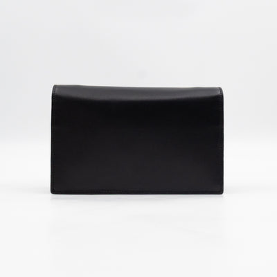 Kate Tassel Chain Wallet Black Smooth Leather Silver