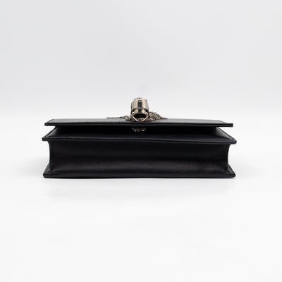Kate Tassel Chain Wallet Black Smooth Leather Silver