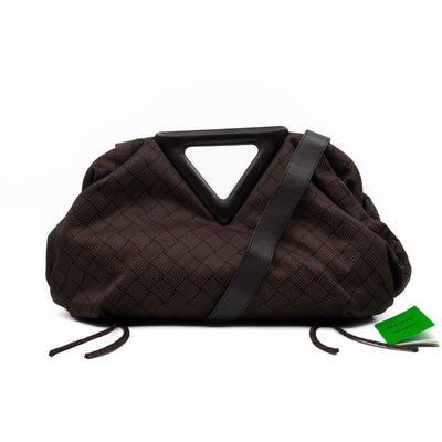 The Point Triangle Bag Medium Brown Intrecciato Jacquard