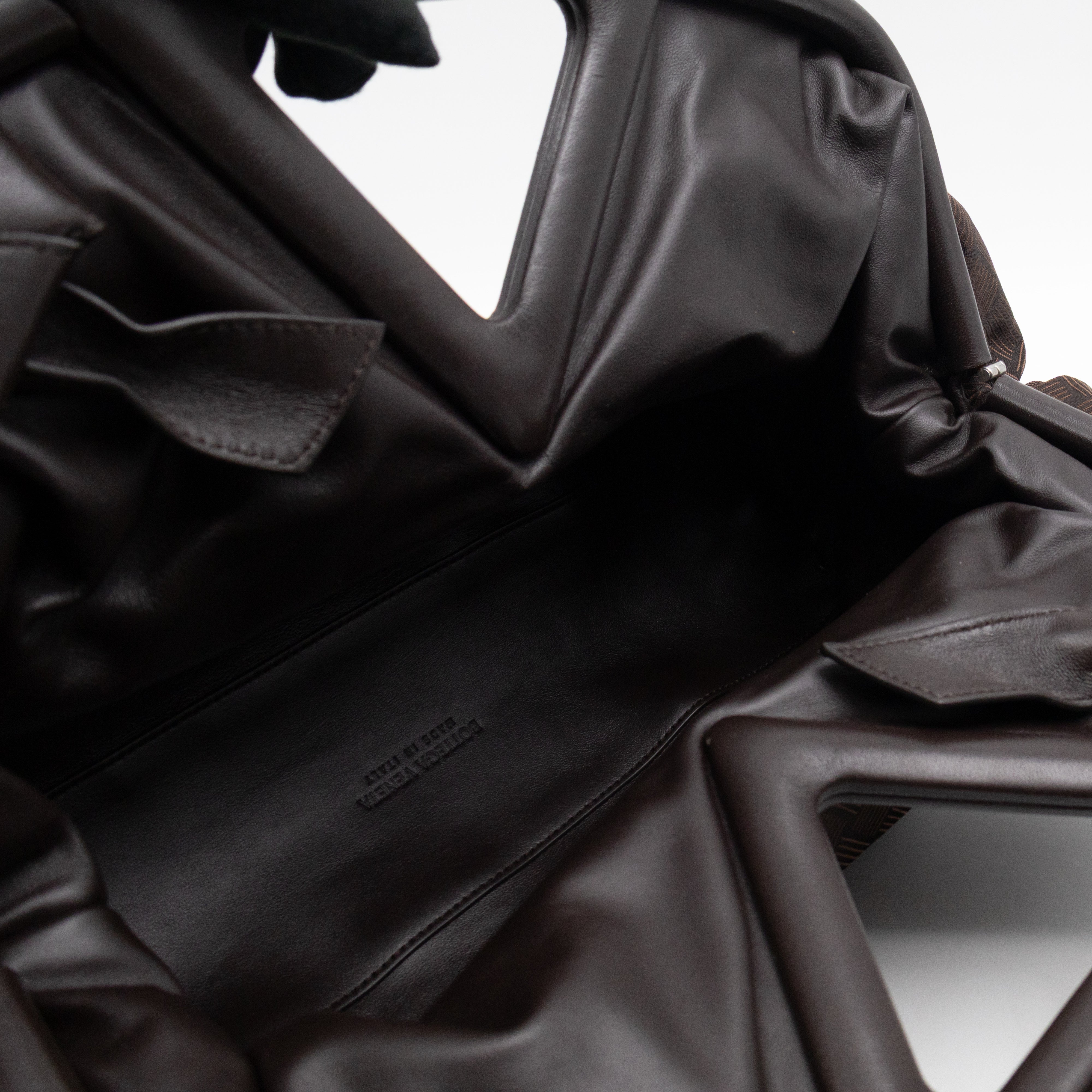 The Point Triangle Bag Medium Brown Intrecciato Jacquard