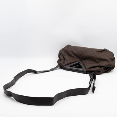The Point Triangle Bag Medium Brown Intrecciato Jacquard
