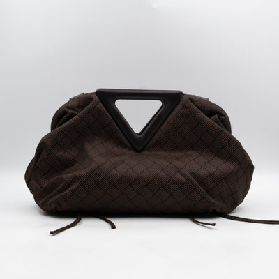 The Point Triangle Bag Medium Brown Intrecciato Jacquard
