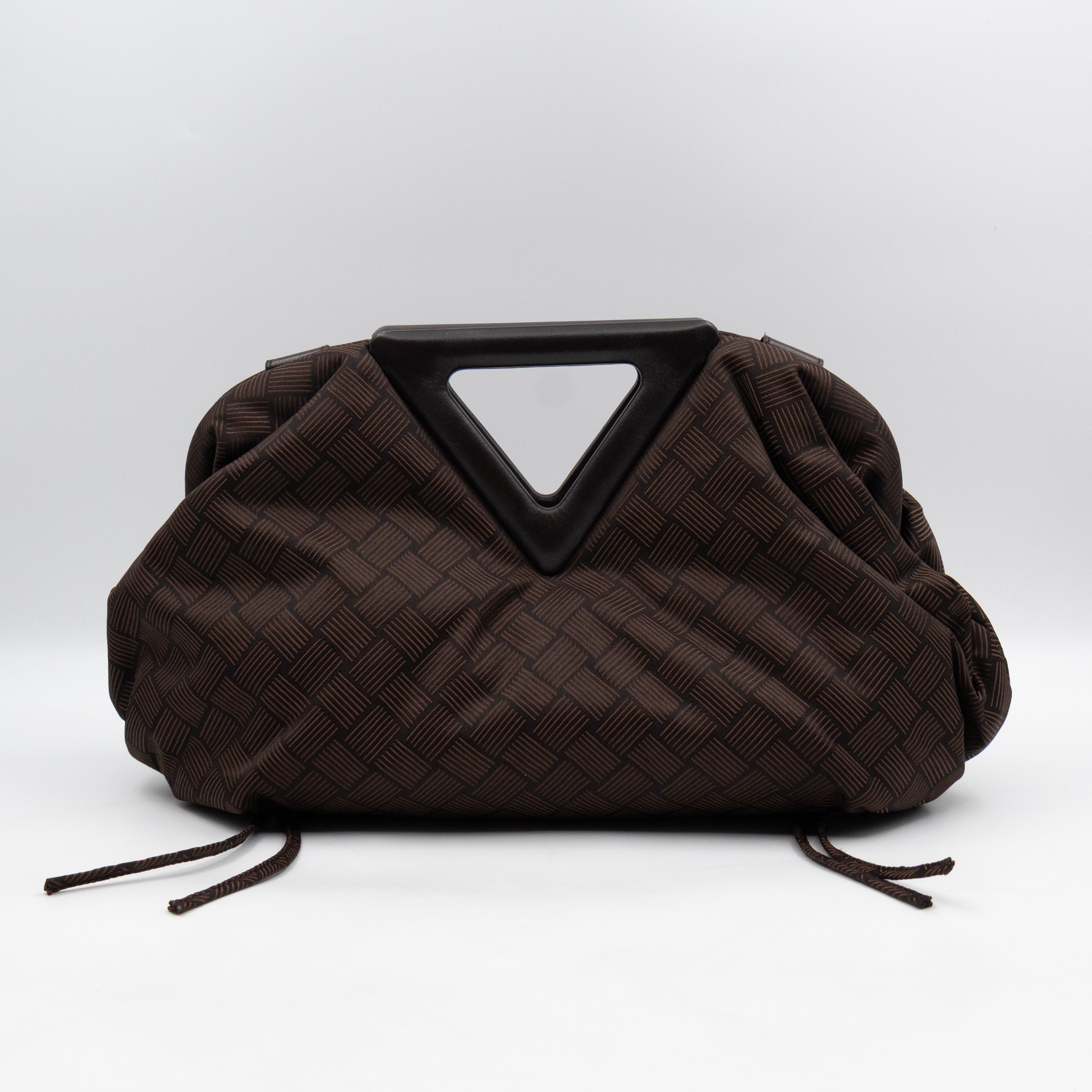 The Point Triangle Bag Medium Brown Intrecciato Jacquard