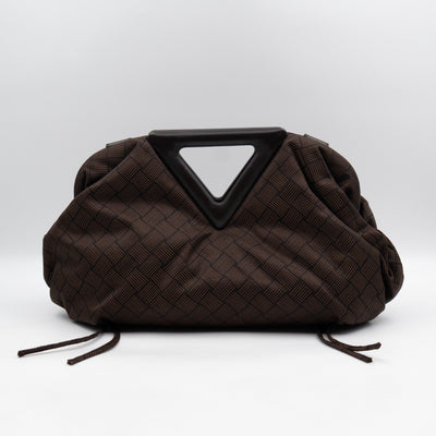 The Point Triangle Bag Medium Brown Intrecciato Jacquard