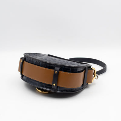 Tess Small Bag Dark Blue Croc Embossed Leather