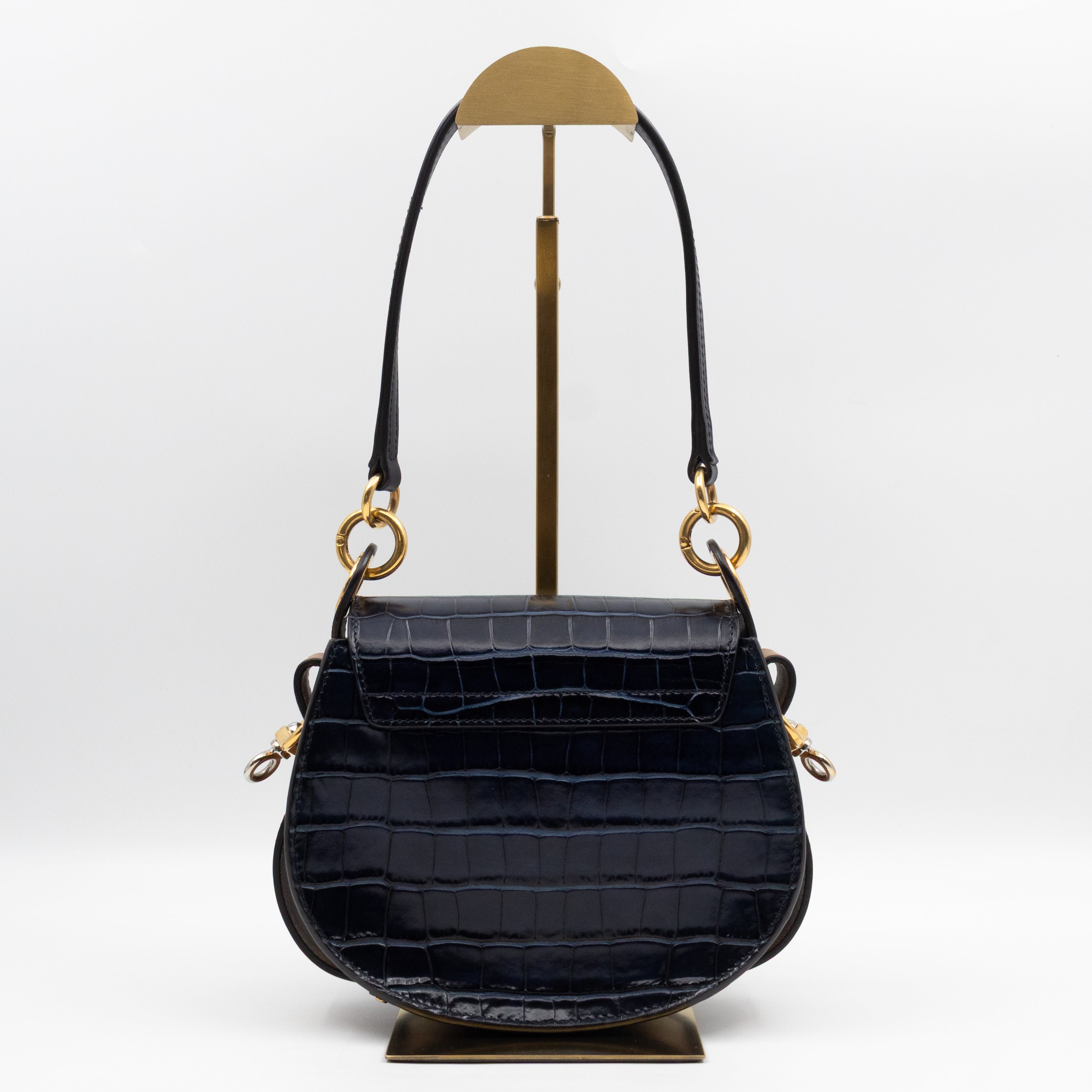 Tess Small Bag Dark Blue Croc Embossed Leather