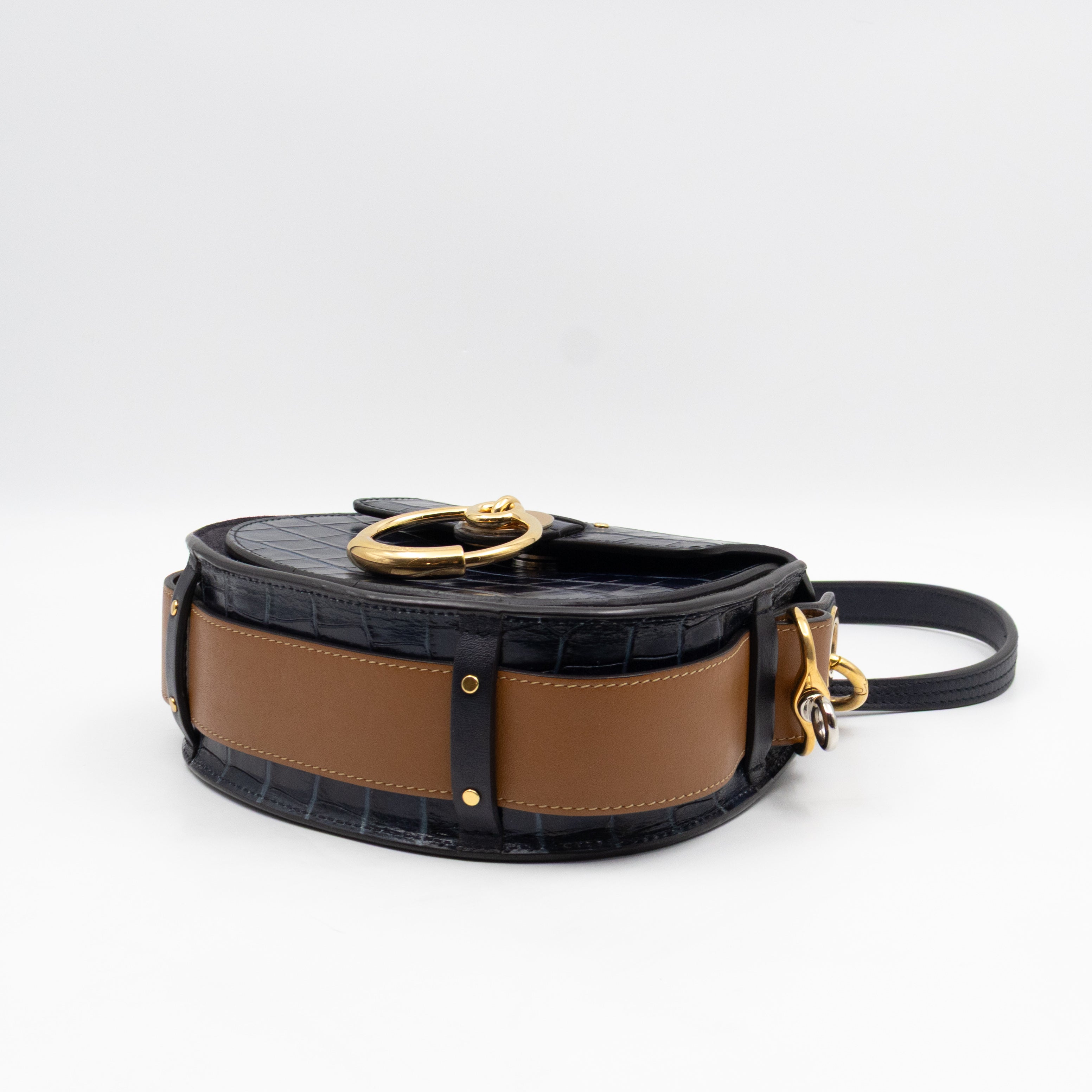 Tess Small Bag Dark Blue Croc Embossed Leather