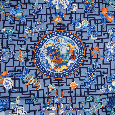 Silk Scarf 90 Turandot Blue