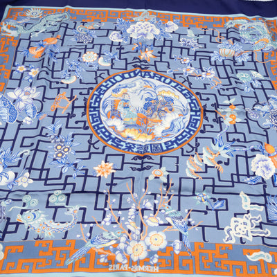 Silk Scarf 90 Turandot Blue