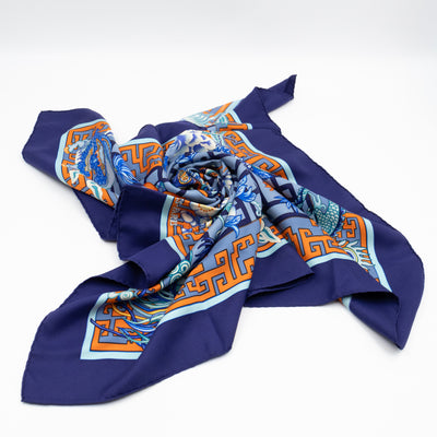 Silk Scarf 90 Turandot Blue