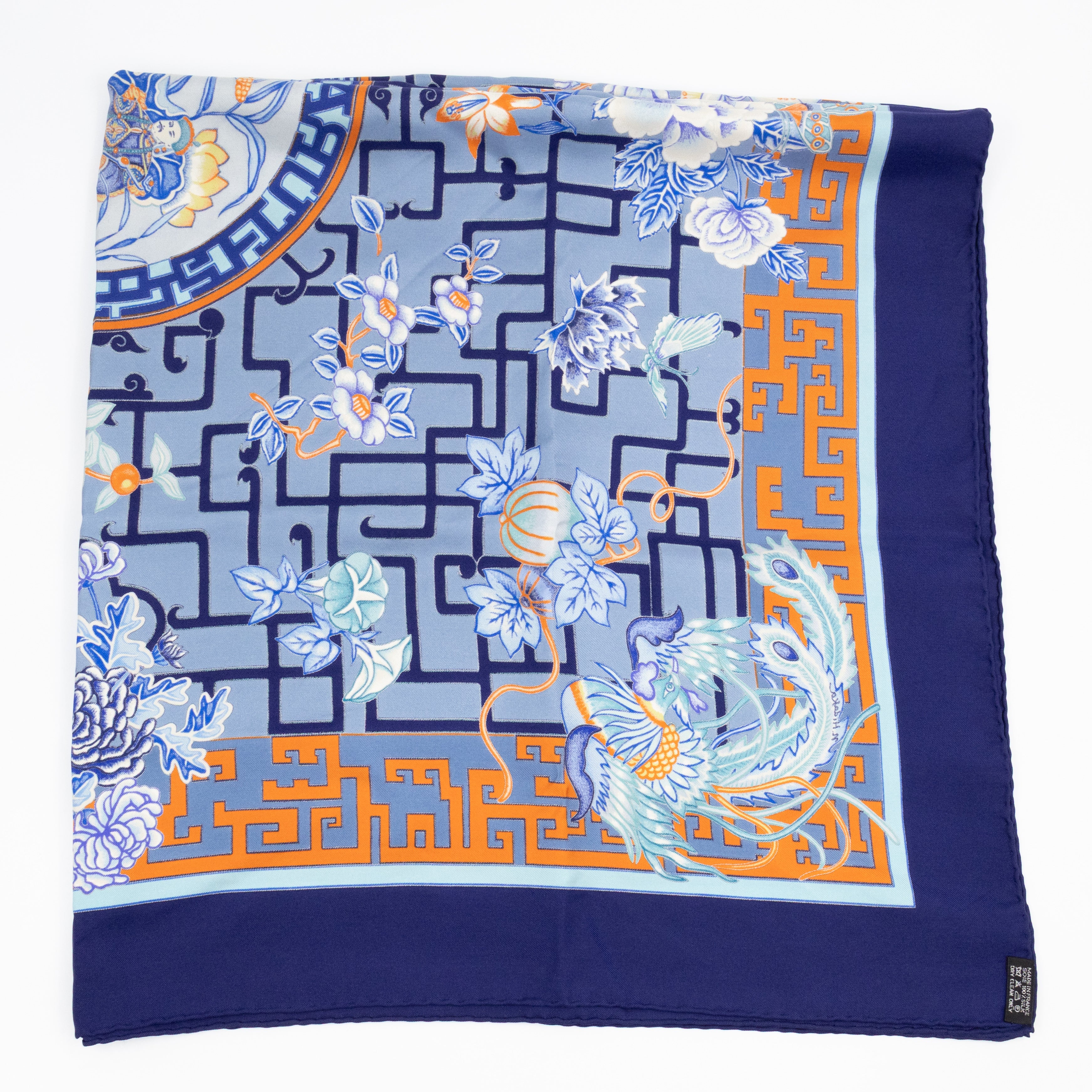 Silk Scarf 90 Turandot Blue