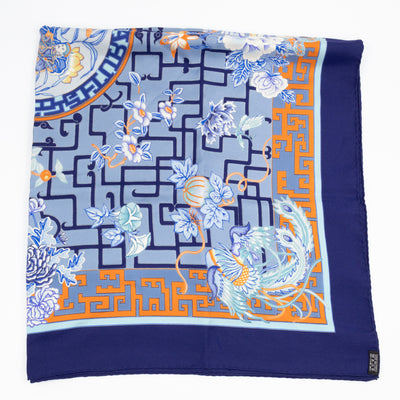 Silk Scarf 90 Turandot Blue