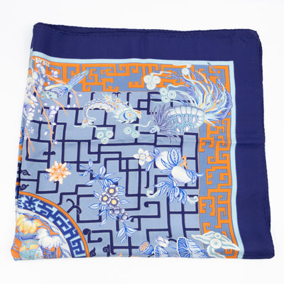 Silk Scarf 90 Turandot Blue