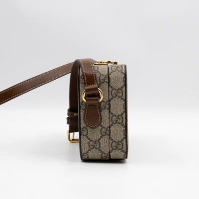 Mini Trunk Bag With Interlocking G GG Supreme Brown Leather
