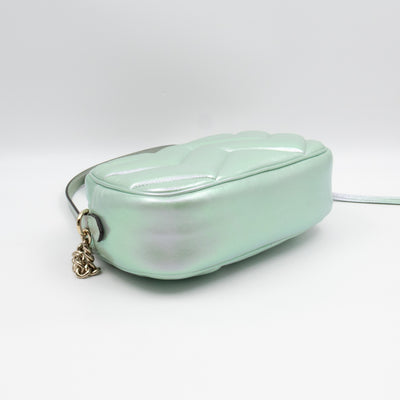 GG Marmont Small Camera Bag Green Iridescent Leather