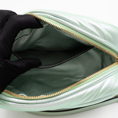 GG Marmont Small Camera Bag Green Iridescent Leather