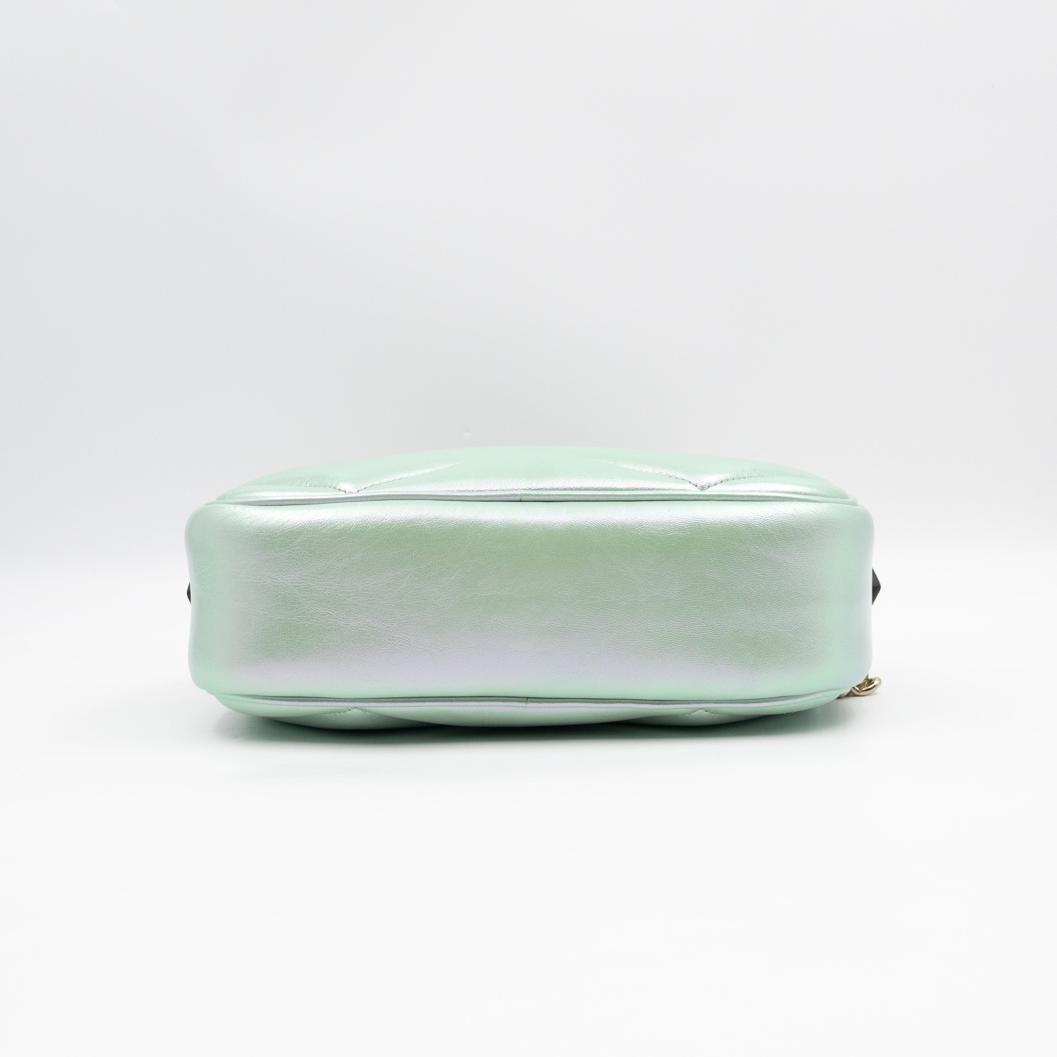 GG Marmont Small Camera Bag Green Iridescent Leather