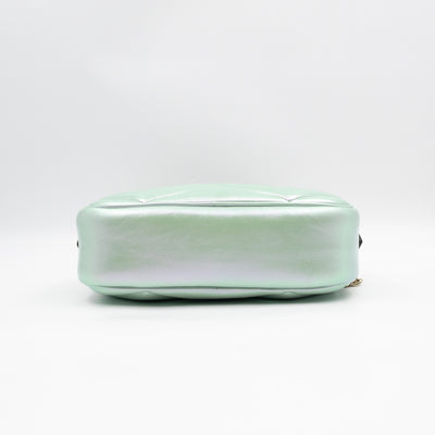GG Marmont Small Camera Bag Green Iridescent Leather