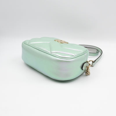 GG Marmont Small Camera Bag Green Iridescent Leather