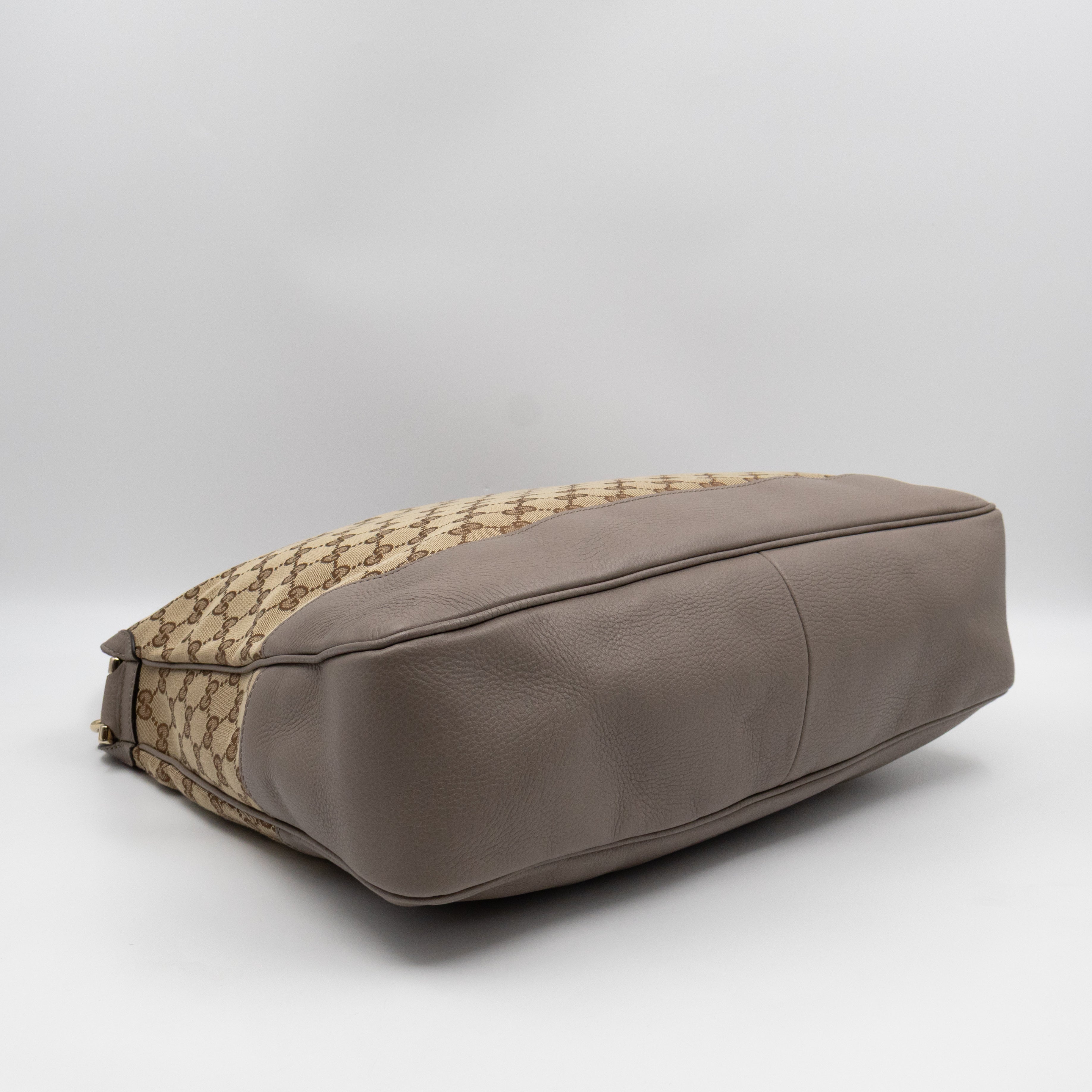 Diana Bamboo Handle Hobo Bag GG Canvas Grey Leather