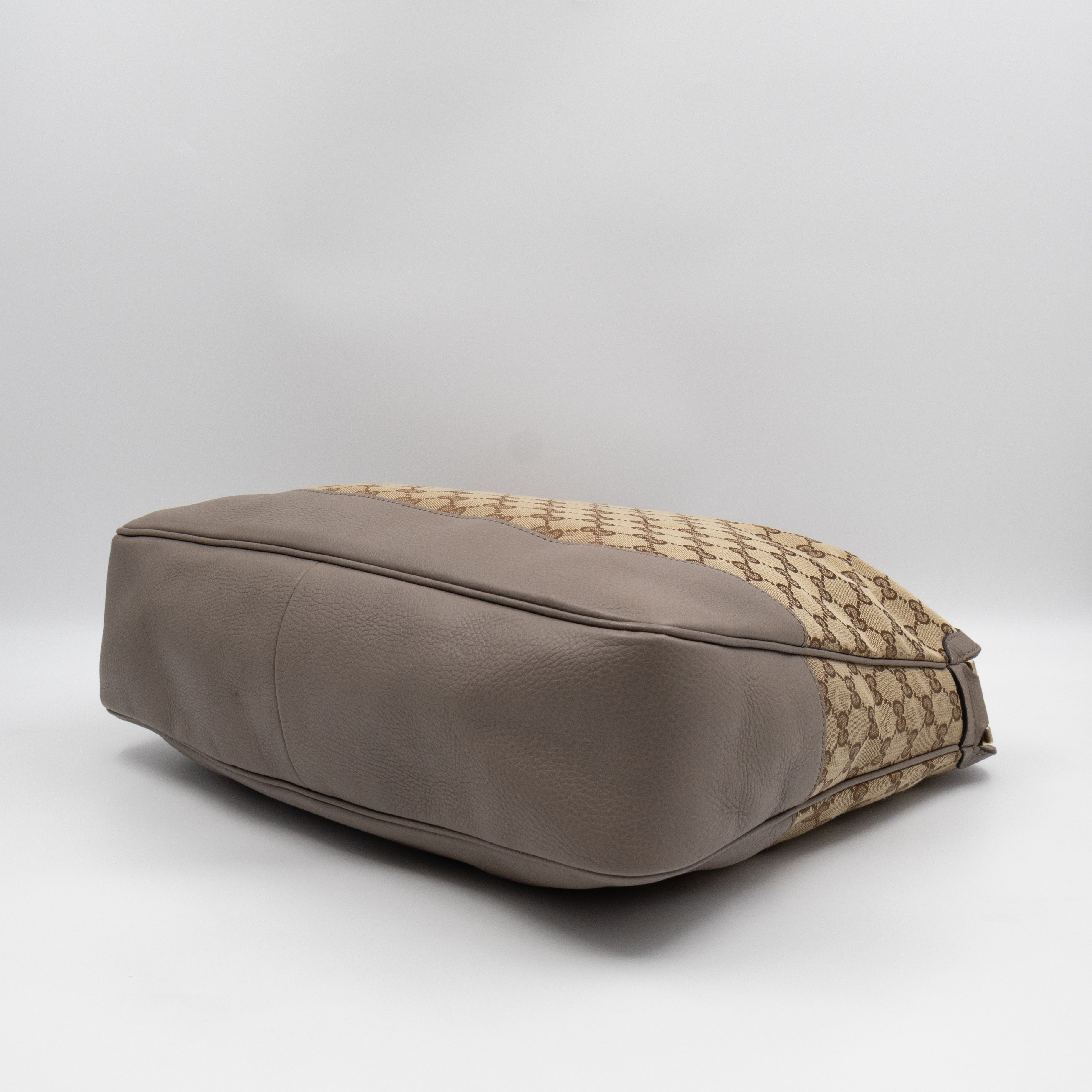 Diana Bamboo Handle Hobo Bag GG Canvas Grey Leather