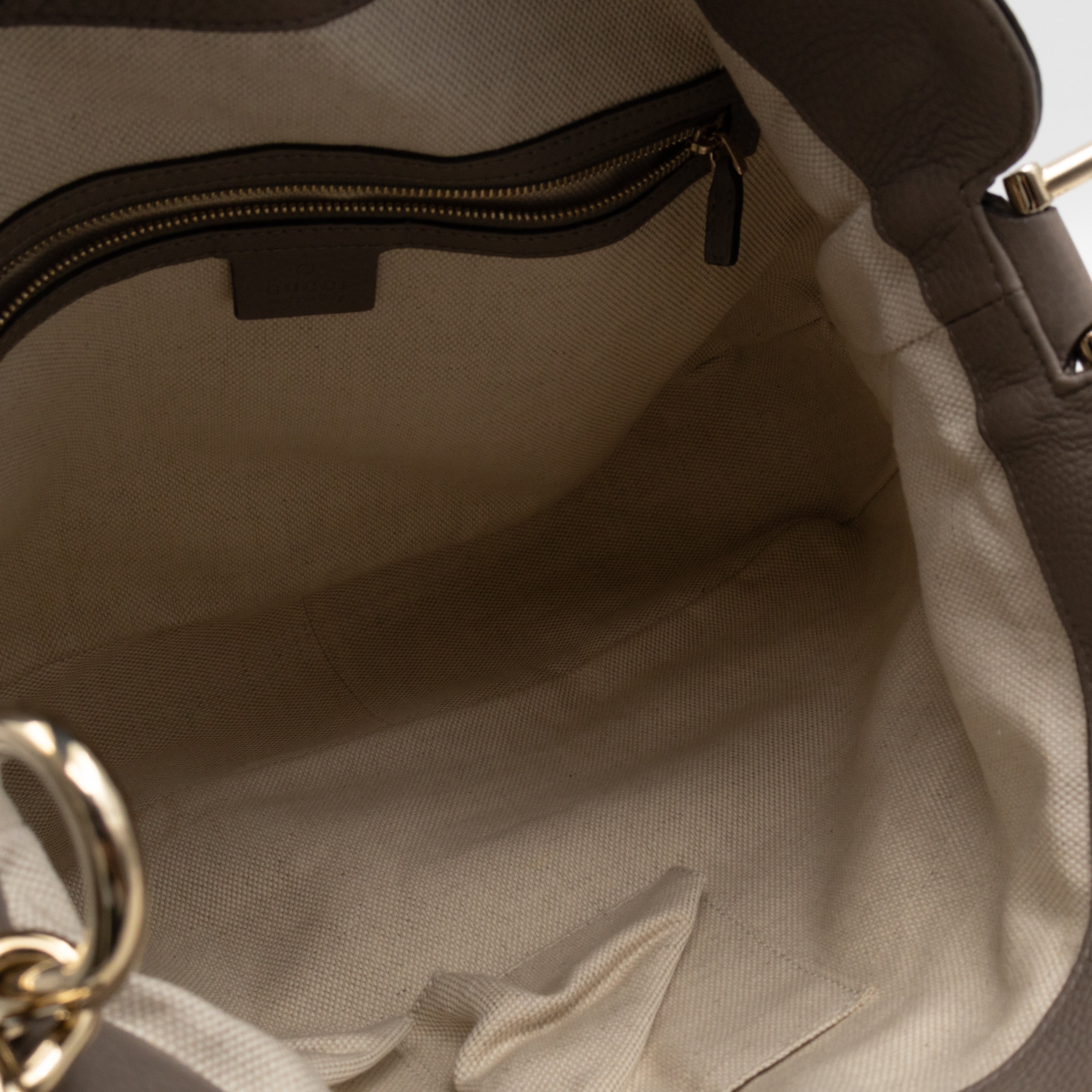 Diana Bamboo Handle Hobo Bag GG Canvas Grey Leather