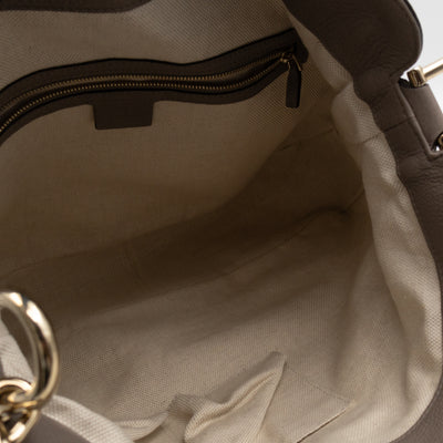 Diana Bamboo Handle Hobo Bag GG Canvas Grey Leather