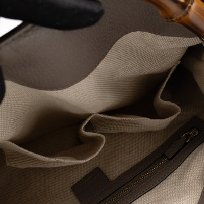 Diana Bamboo Handle Hobo Bag GG Canvas Grey Leather