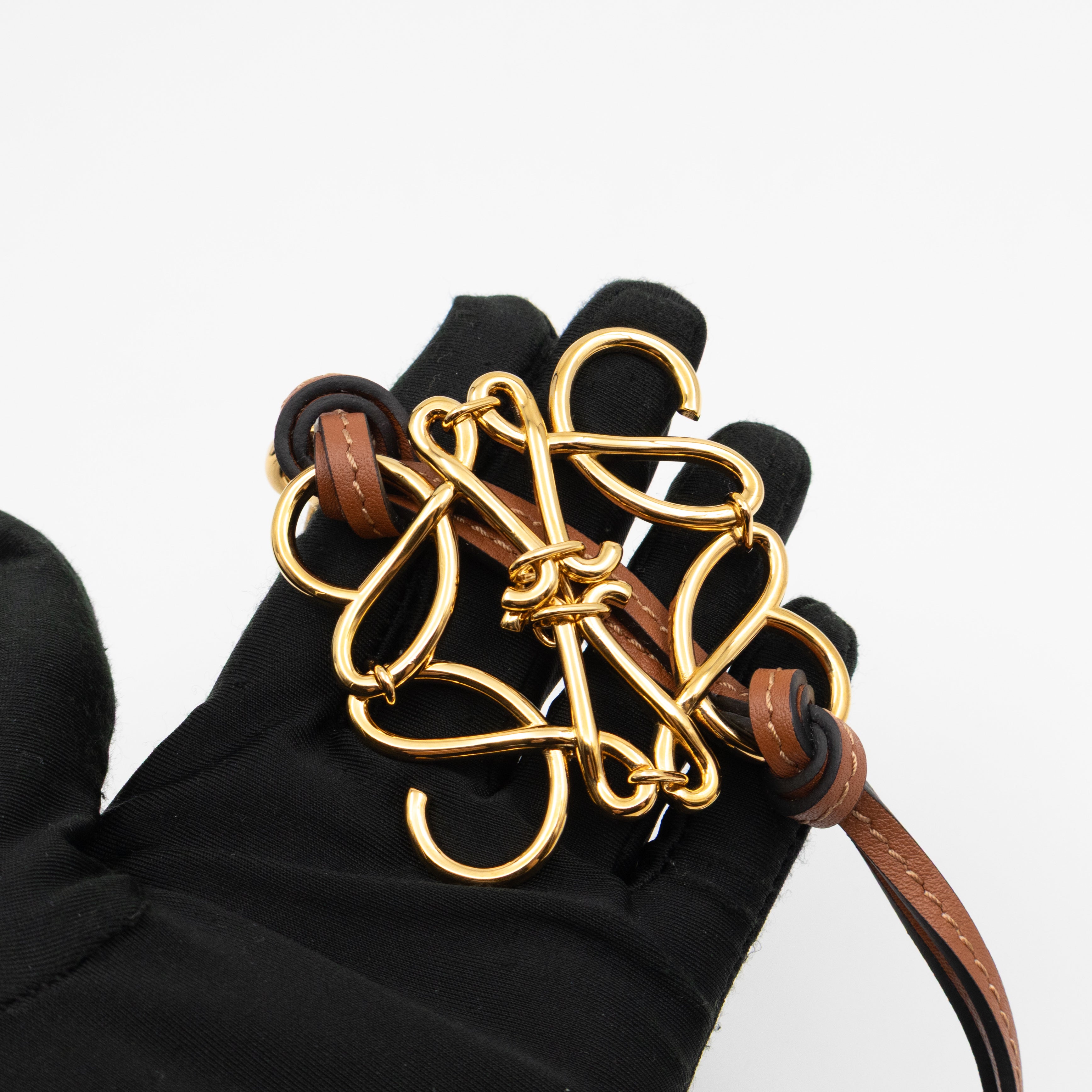 Anagram Charm Tan Calfskin Leather