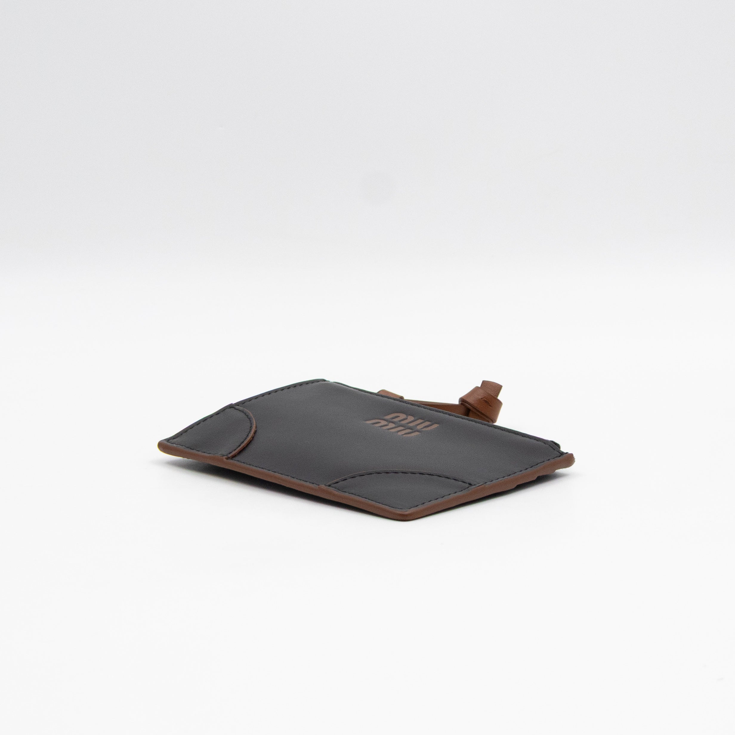 Zipped Card Holder Black Leather