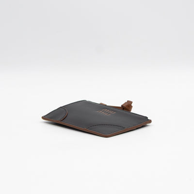 Zipped Card Holder Black Leather