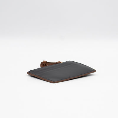 Zipped Card Holder Black Leather