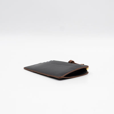 Zipped Card Holder Black Leather