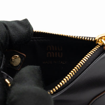 Zipped Card Holder Black Leather