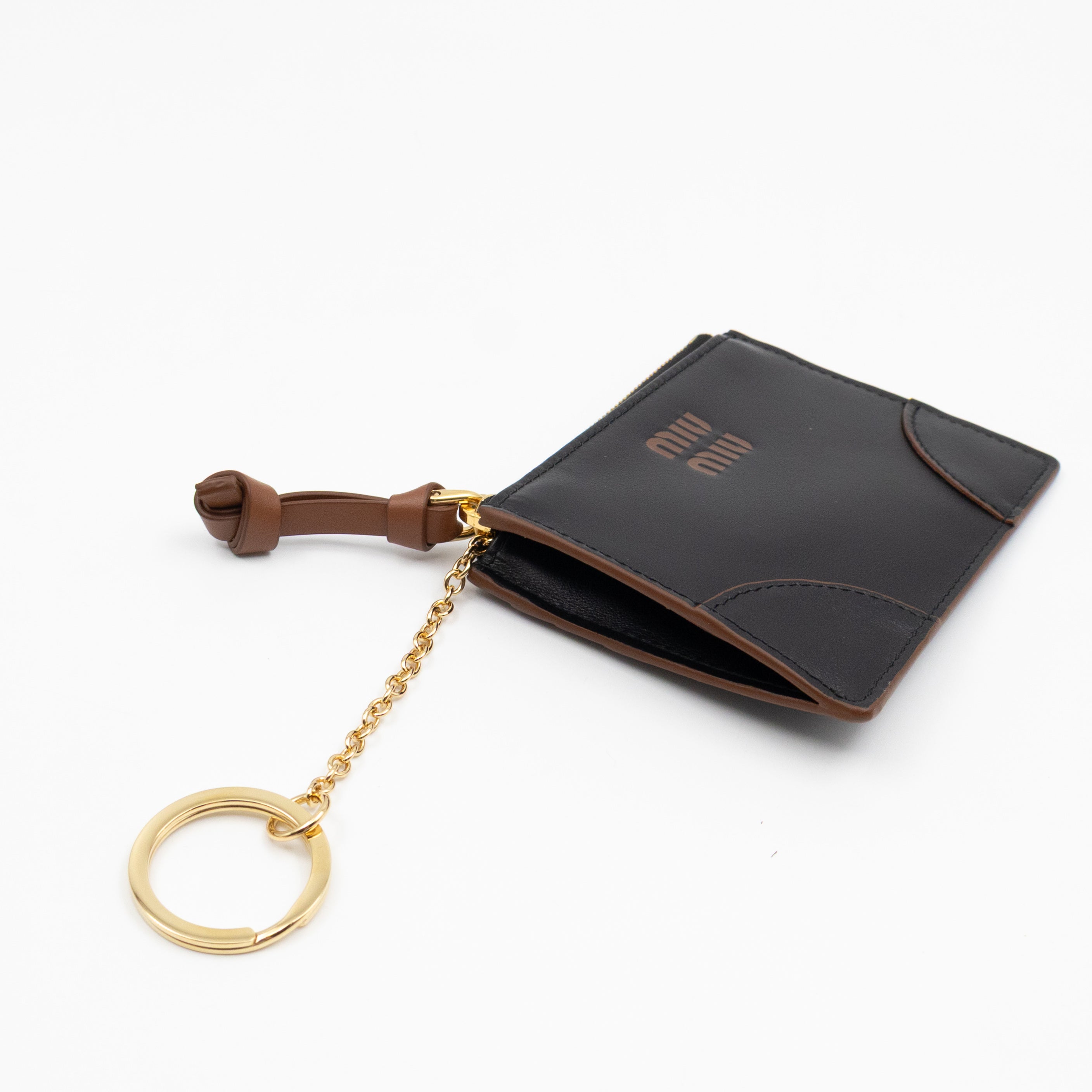 Zipped Card Holder Black Leather