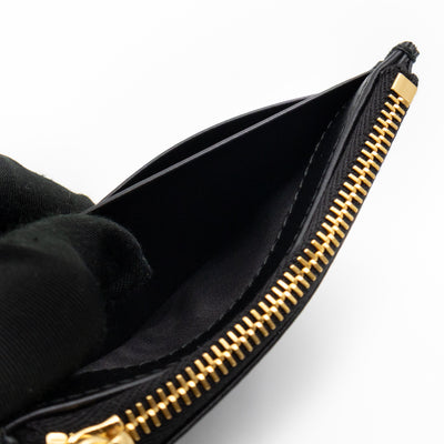 Zipped Card Holder Black Leather