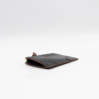 Zipped Card Holder Black Leather