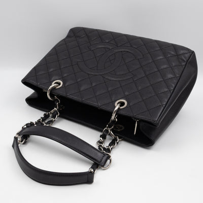 GST Grand Shopping Tote Black Caviar Silver