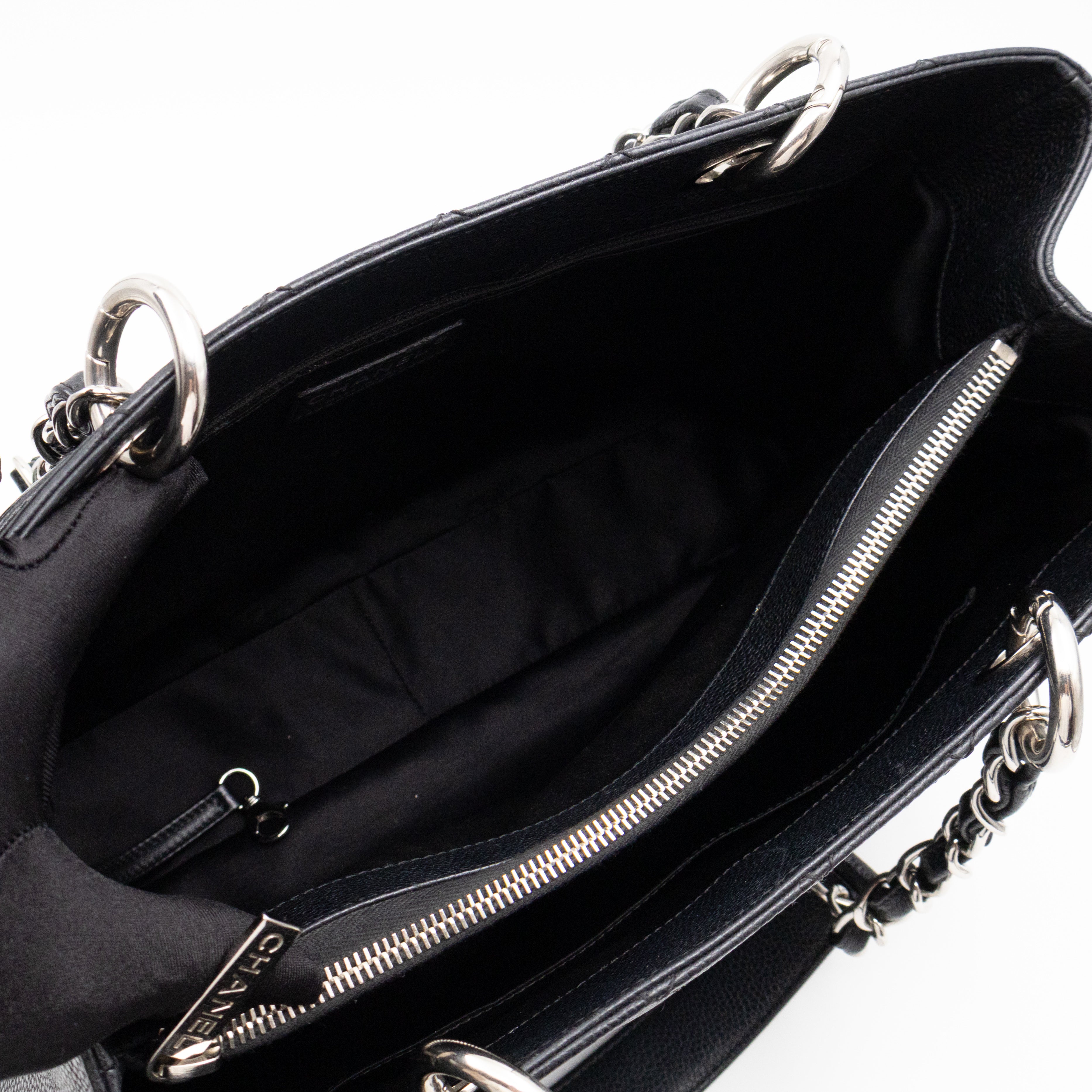 GST Grand Shopping Tote Black Caviar Silver