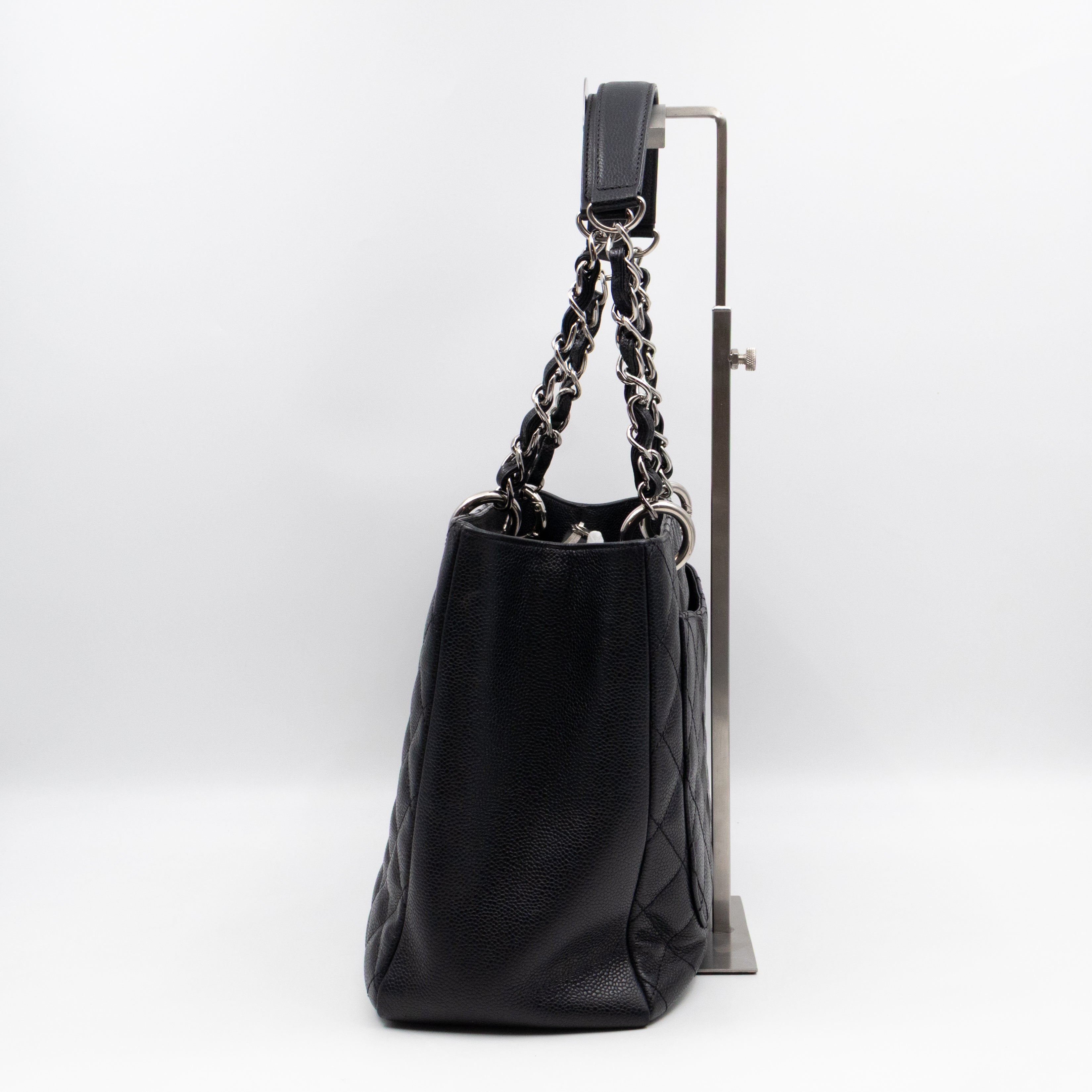 GST Grand Shopping Tote Black Caviar Silver