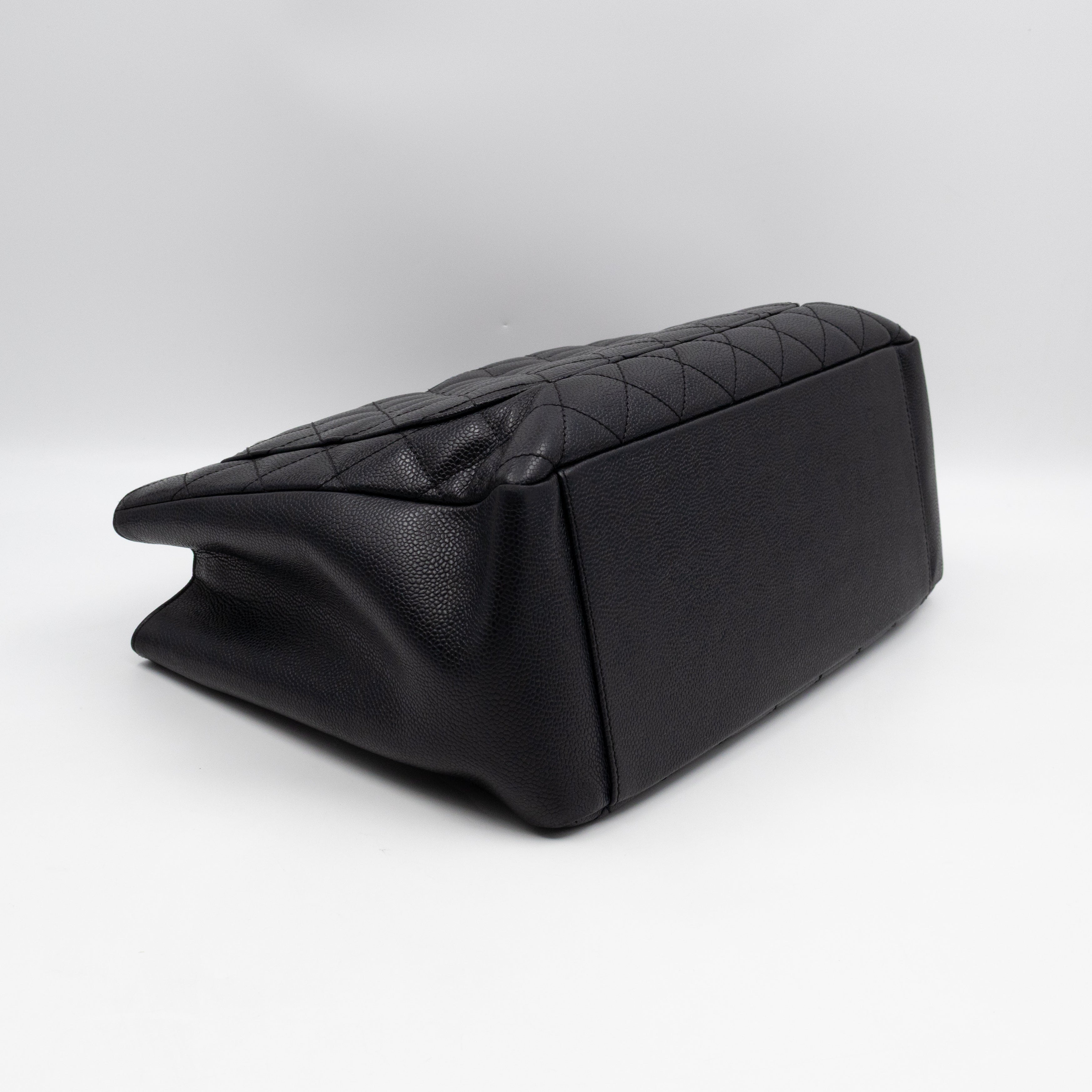 GST Grand Shopping Tote Black Caviar Silver