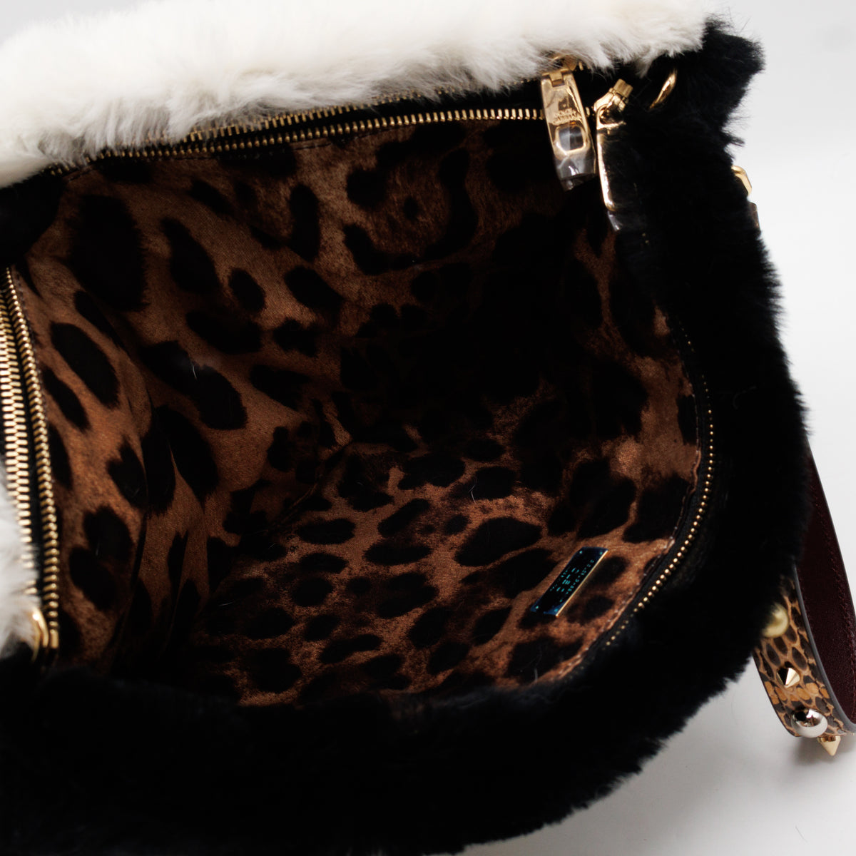 Cleo Clutch Black White Fur