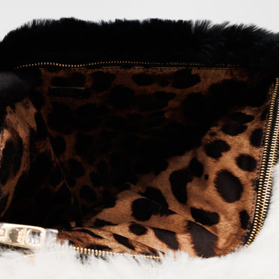 Cleo Clutch Black White Fur