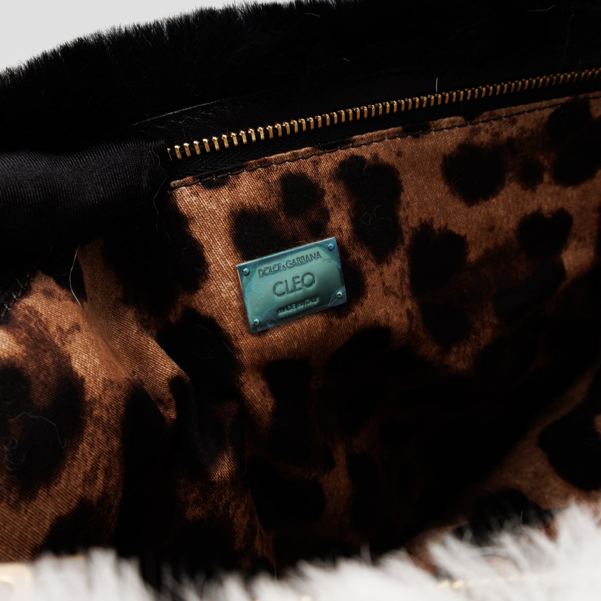 Cleo Clutch Black White Fur
