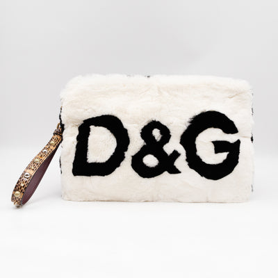 Cleo Clutch Black White Fur