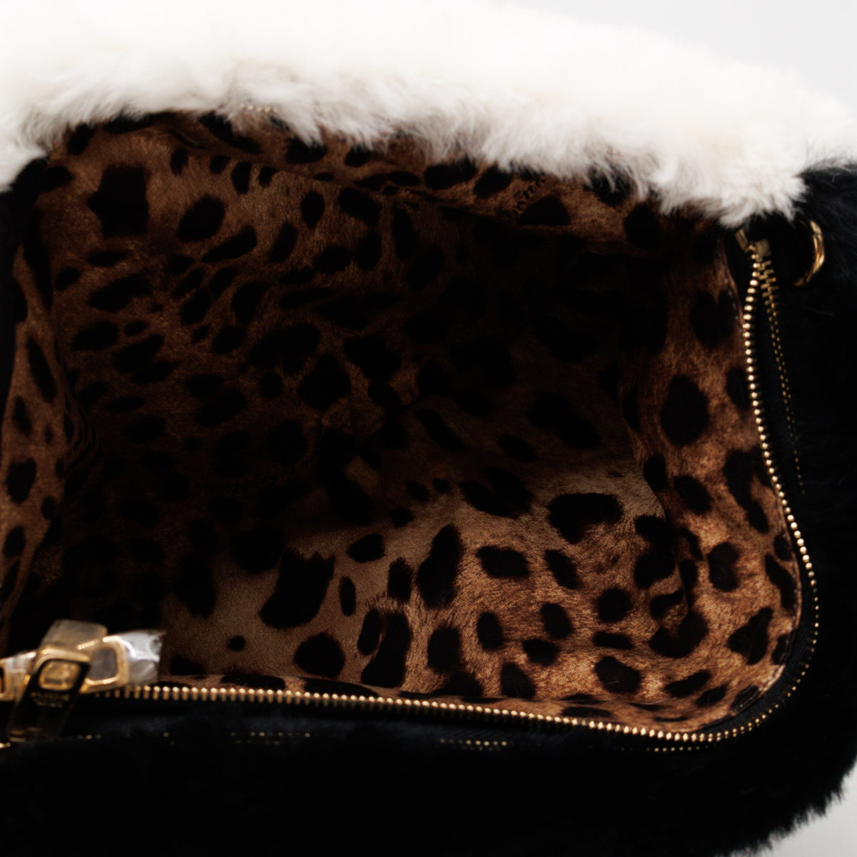 Cleo Clutch Black White Fur