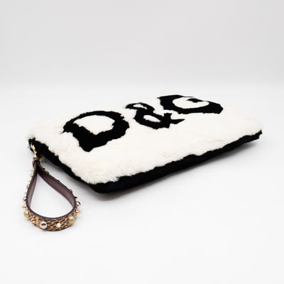 Cleo Clutch Black White Fur