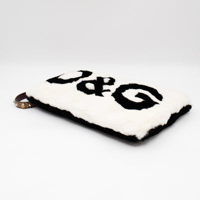 Cleo Clutch Black White Fur